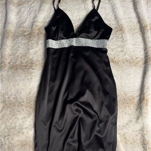 AKIRA Black Satin Chemise with Silver Detail